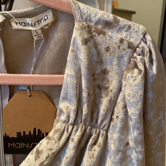 Main Strip NWT Gorgeous Gold/Cream Velour Junior Dress 👗 Size Large - Picture 12 of 16